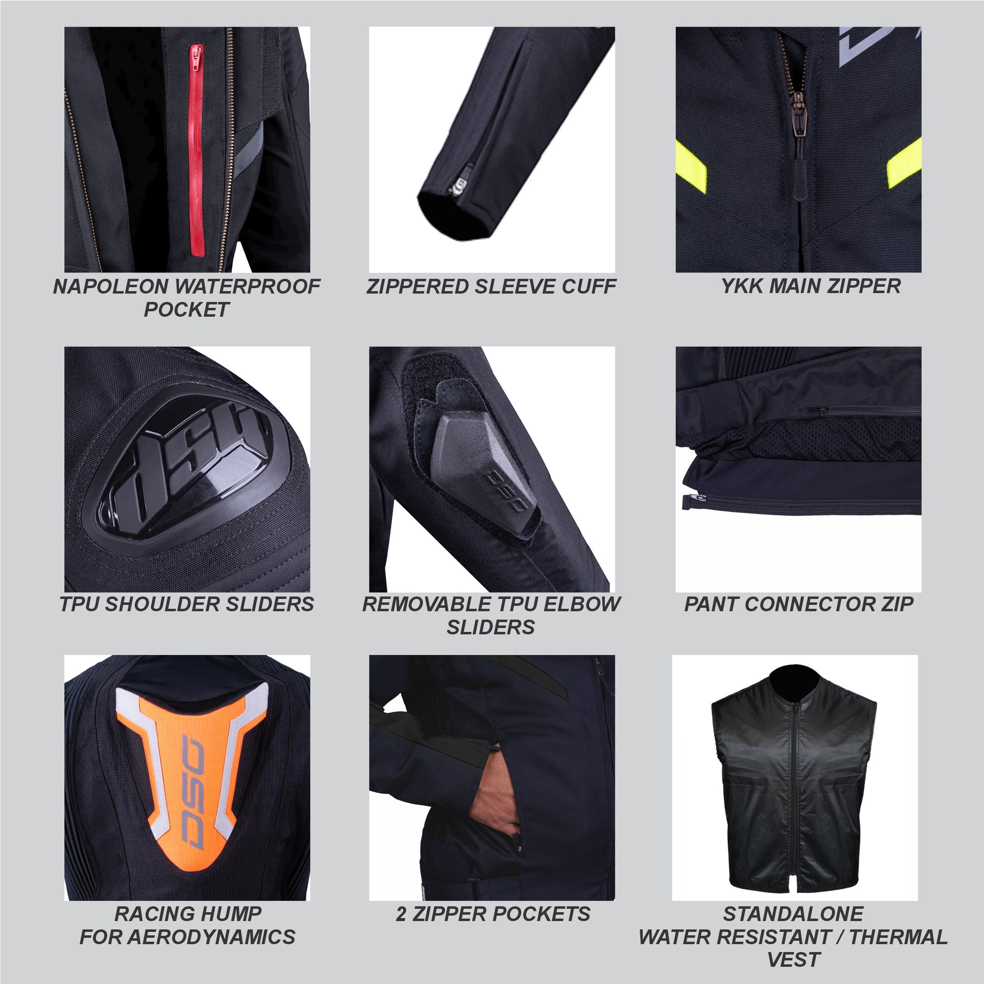 DSG Race Pro V2 Riding Jacket features