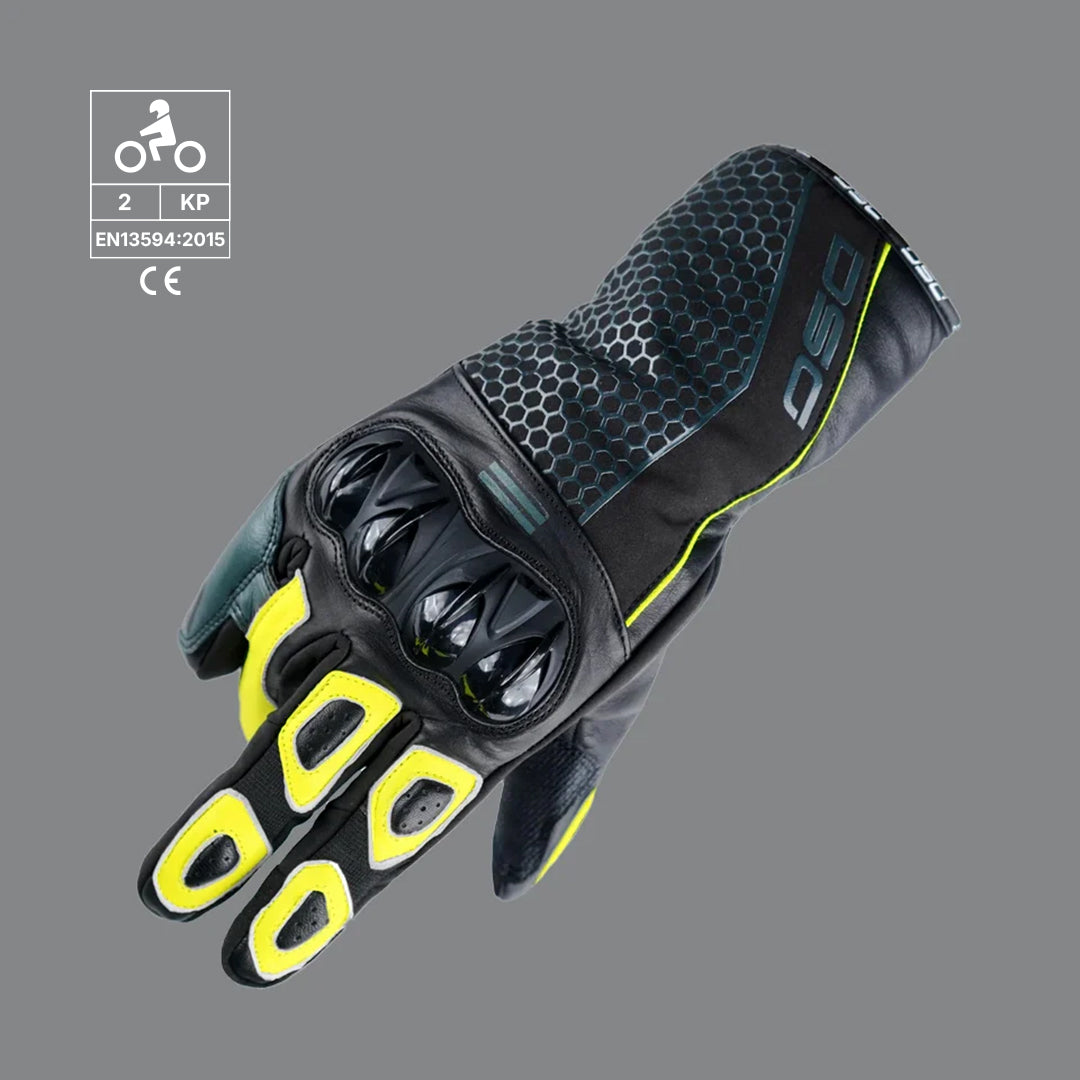 DSG Hydro V2 Riding Gloves Black Yellow Fluo