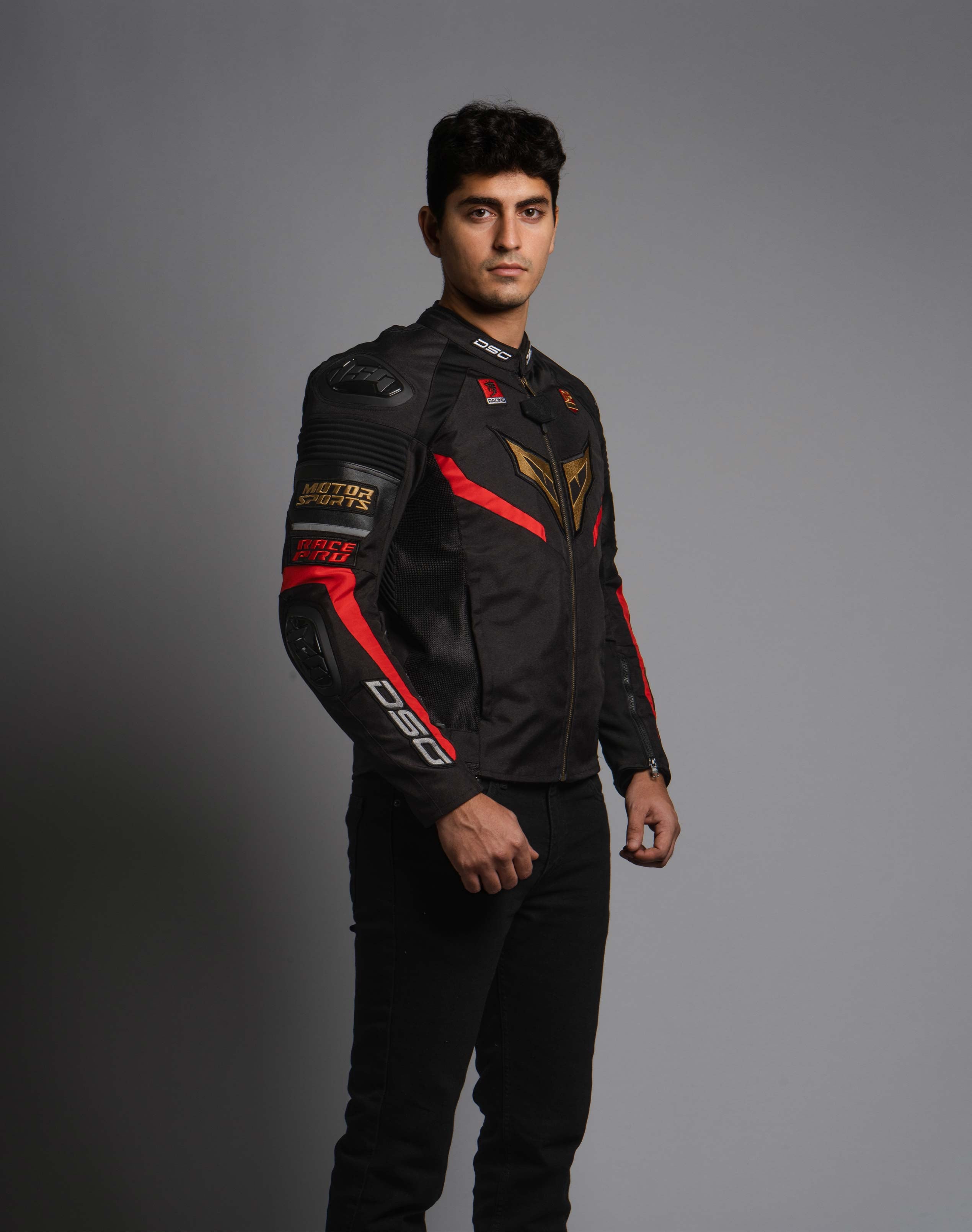 DSG Race Pro Sport Riding Jacket – back view with reflective pane