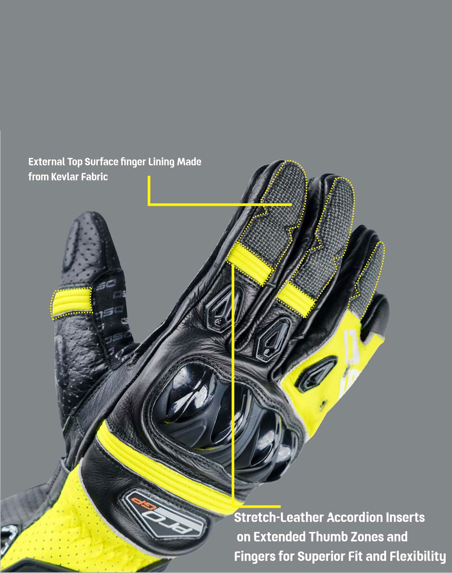 DSG Pro Gp Riding Gloves Black Yellow Fluo
