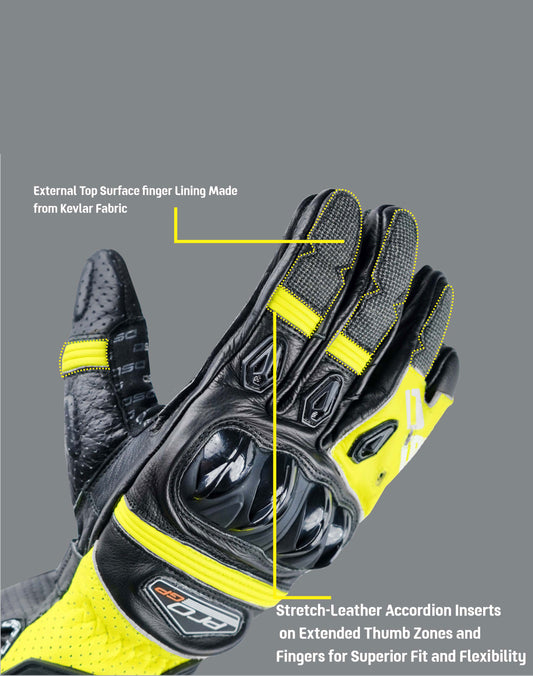 DSG Pro Gp Riding Gloves Black Yellow Fluo