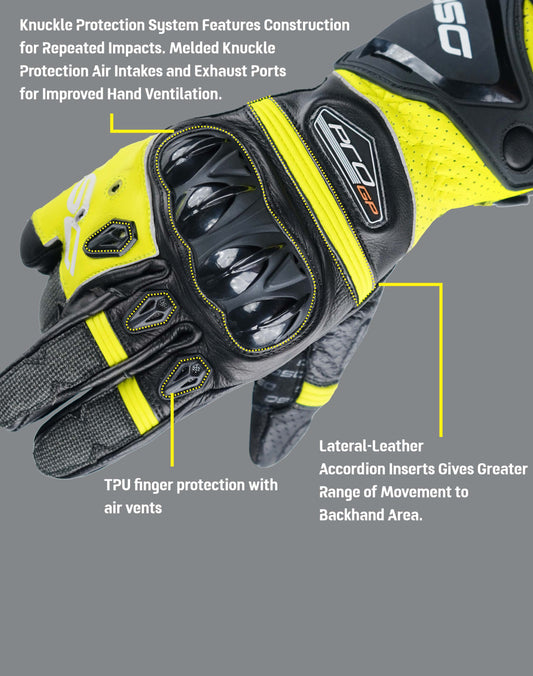 DSG Pro Gp Riding Gloves Black Yellow Fluo