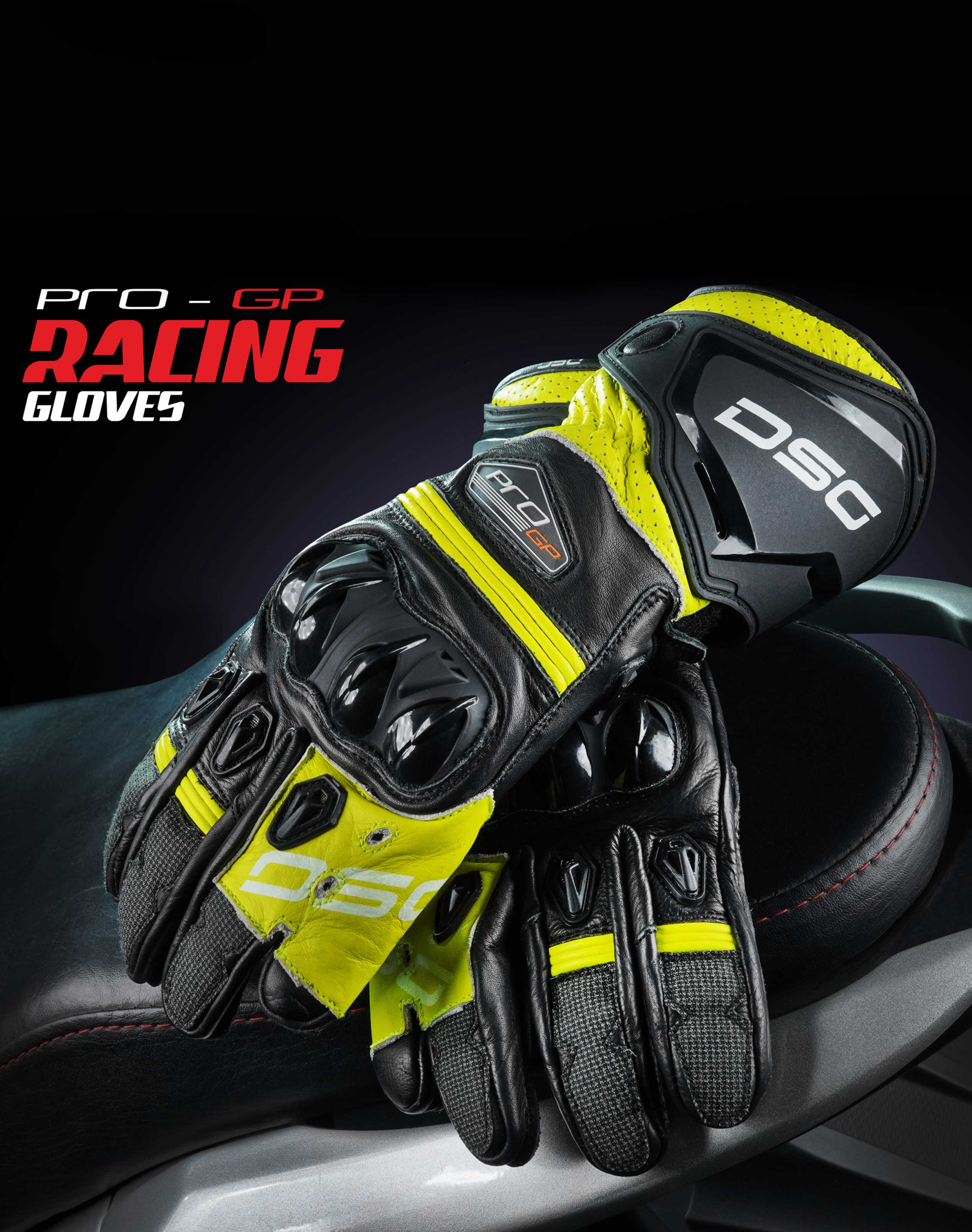 DSG Pro Gp Riding Gloves Black Yellow Fluo