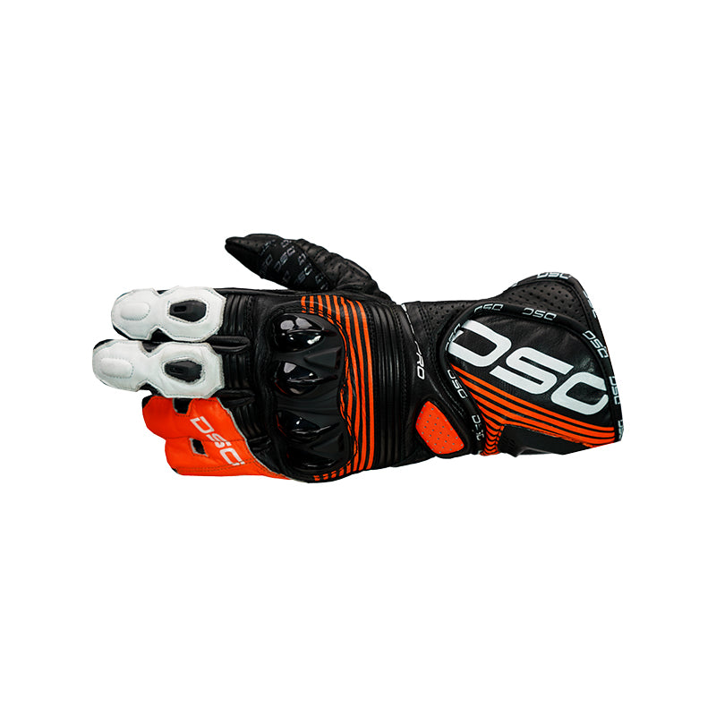 DSG Race Pro V1 Riding Glove Black Red Fluo White