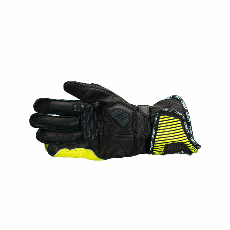 DSG Race Pro V1 Riding Glove Black Yellow Fluo White