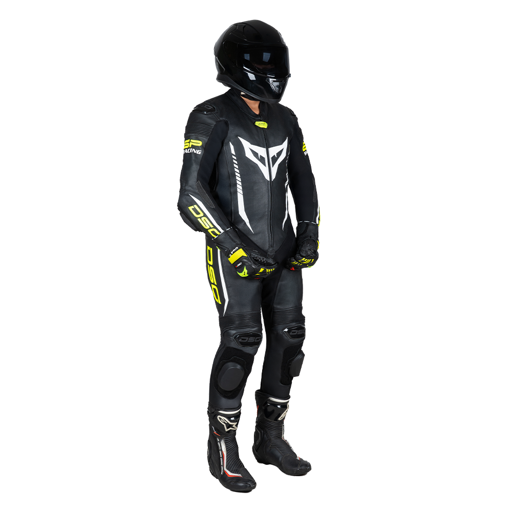 DSG GP Racing Leather Suit : Black Yellow Fluo planetdsg.com