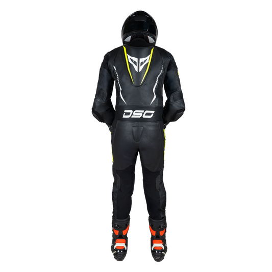 DSG GP Racing Leather Suit : Black Yellow Fluo planetdsg.com