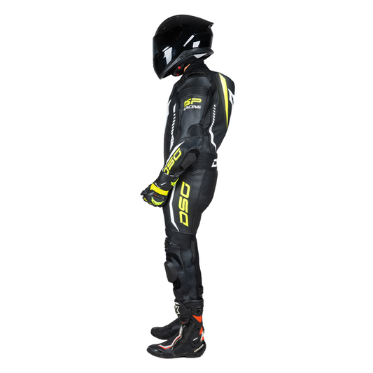 DSG GP Racing Leather Suit : Black Yellow Fluo planetdsg.com