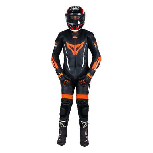 DSG GP Racing Leather Suit : Black Red Fluo planetdsg.com