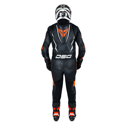 DSG GP Racing Leather Suit : Black Red Fluo planetdsg.com