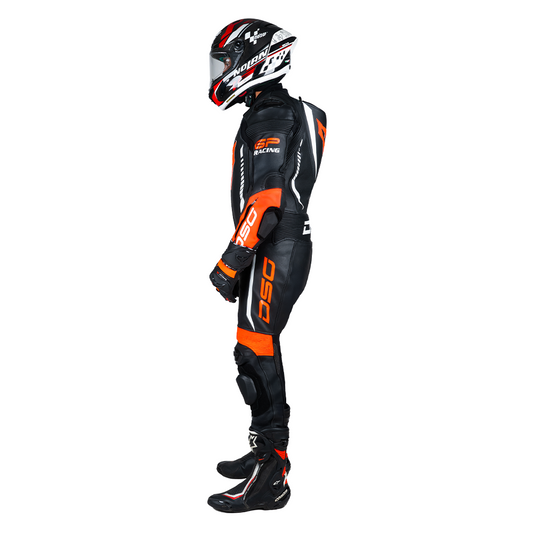 DSG GP Racing Leather Suit : Black Red Fluo planetdsg.com