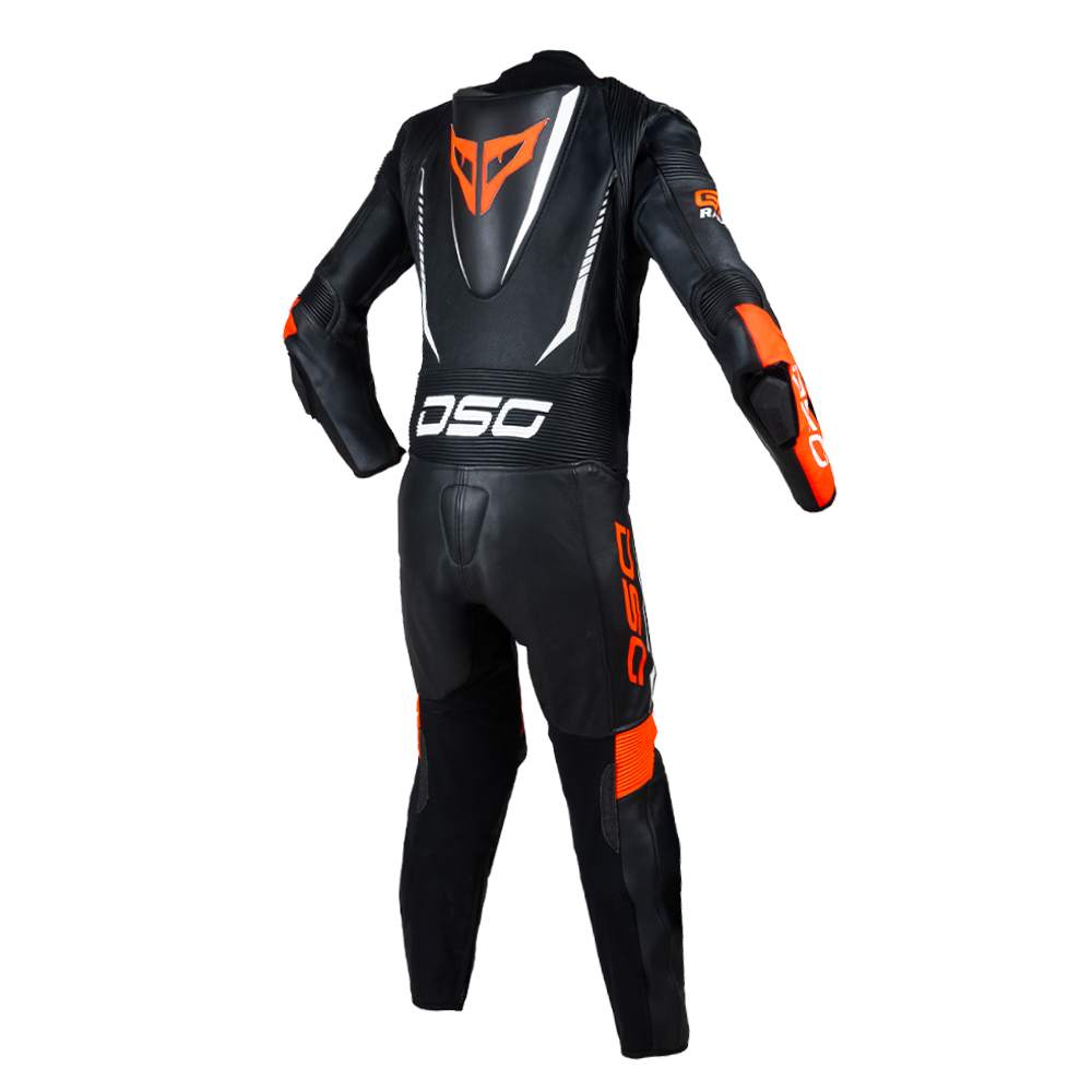 DSG GP Racing Leather Suit : Black Red Fluo planetdsg.com