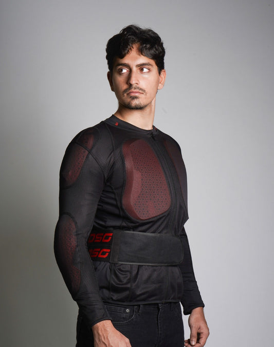 DSG Bionic Plus Armour worn by rider, showing CE Level 2 chest protector placement