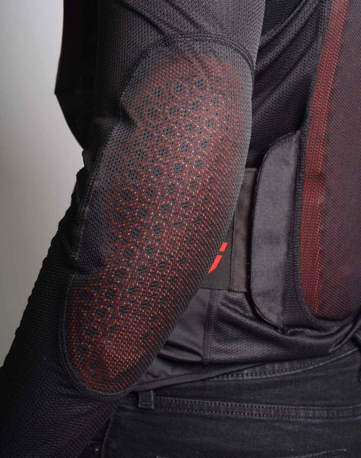 Close-up of DSG Flexion CE Level 2 elbow protector on Bionic Plus Armour