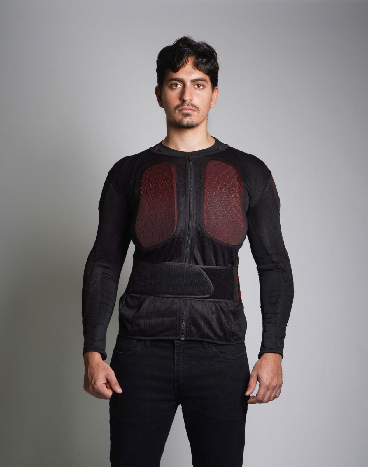 Rider in DSG Bionic Plus Armour demonstrating secure, snug-fit design