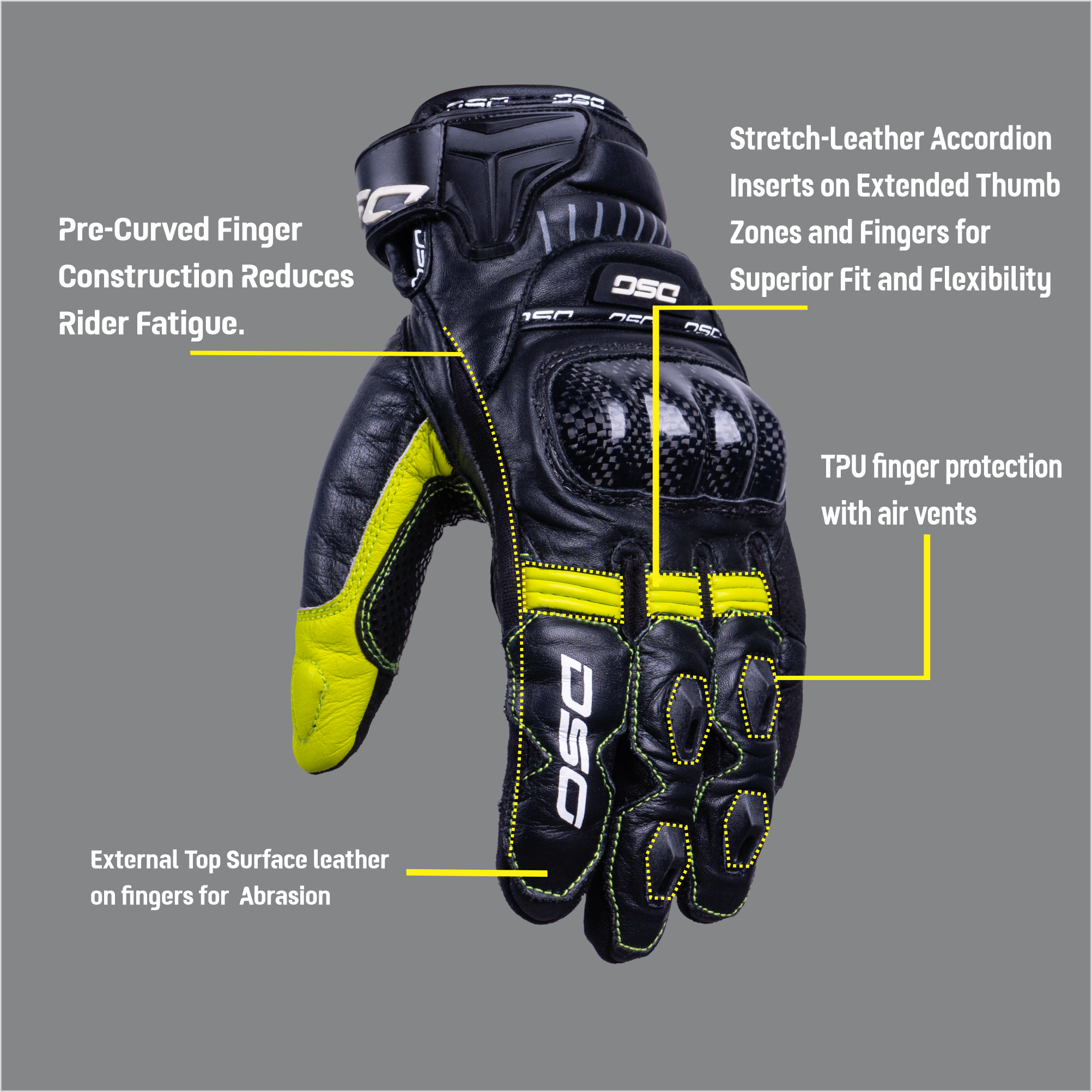 DSG Carbon X V1 Riding Gloves features