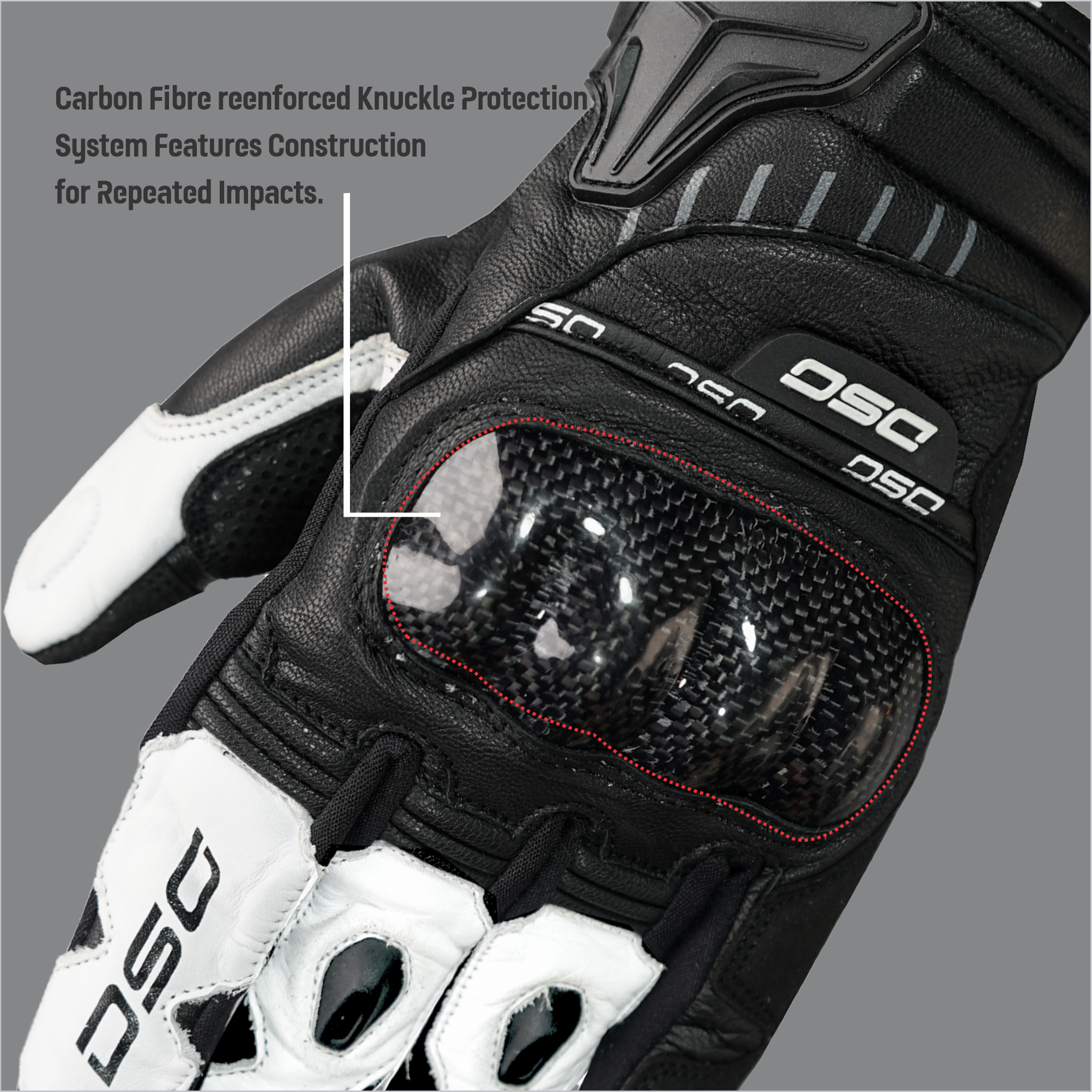 DSG Carbon X V1 Riding Gloves white