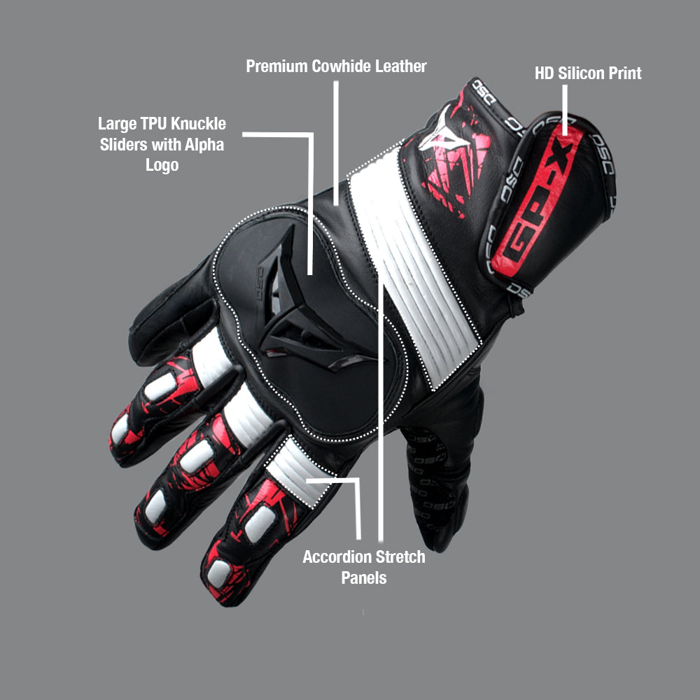 DSG GPX Riding Gloves Red