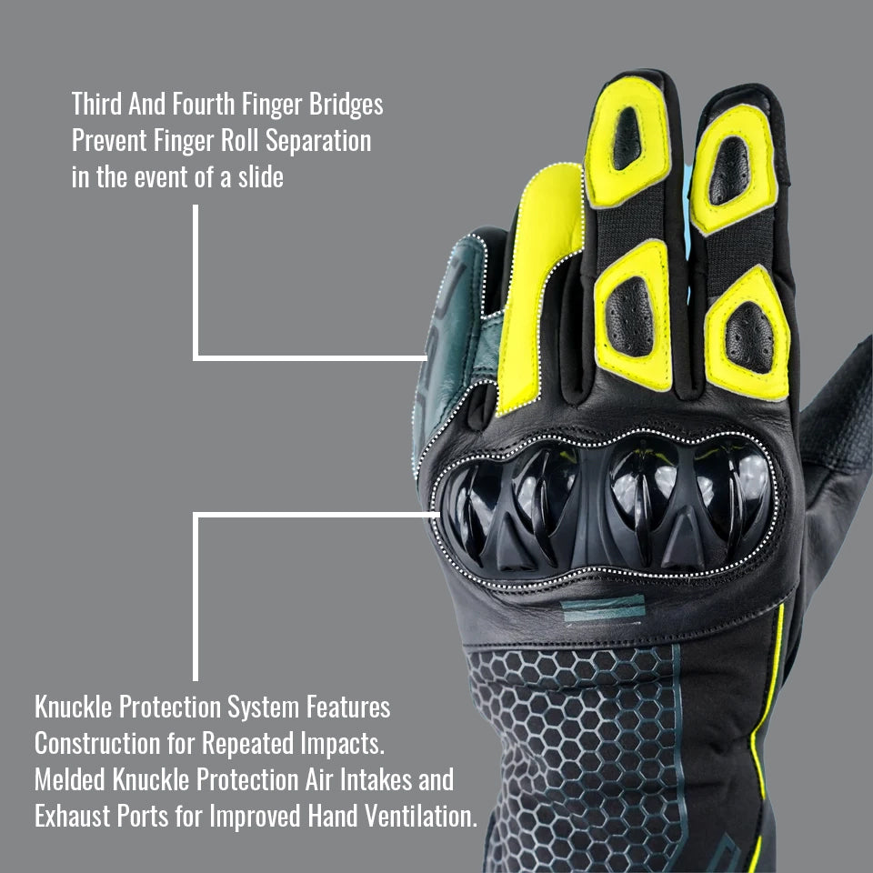 DSG Hydro V2 Riding Gloves Black Yellow Fluo