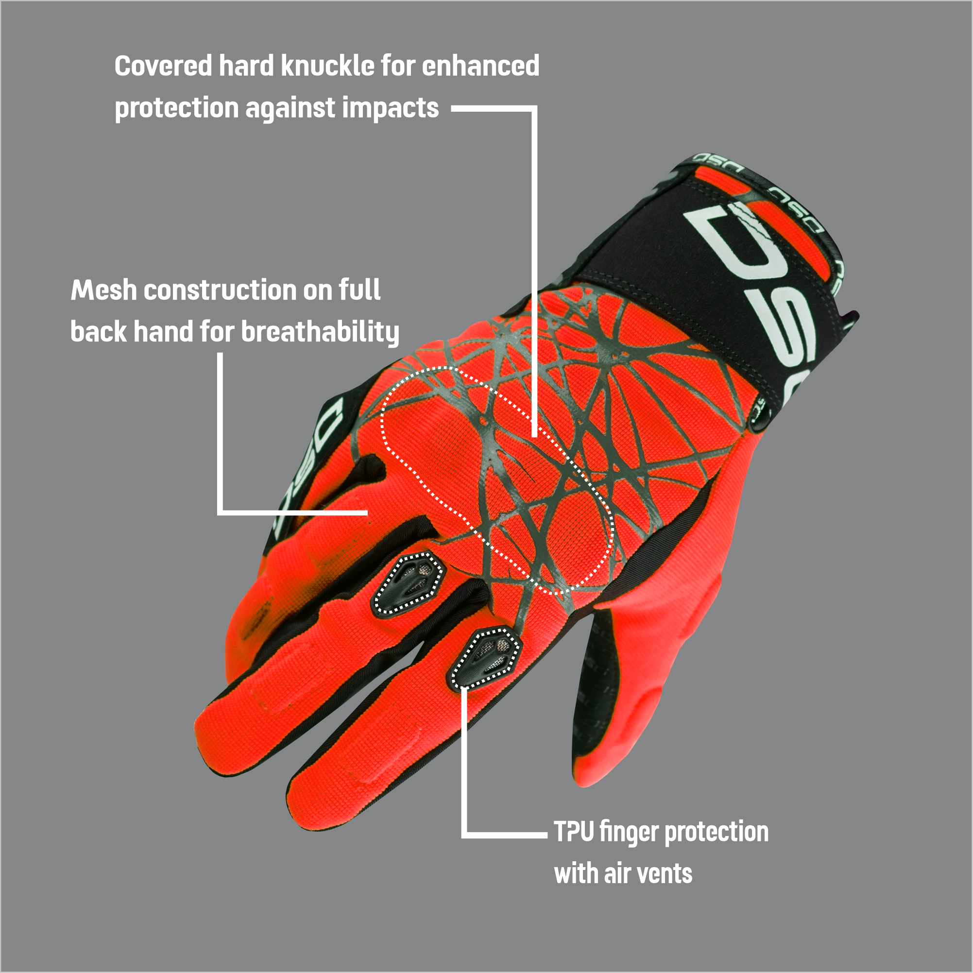 DSG Phoenix Air Riding Gloves red