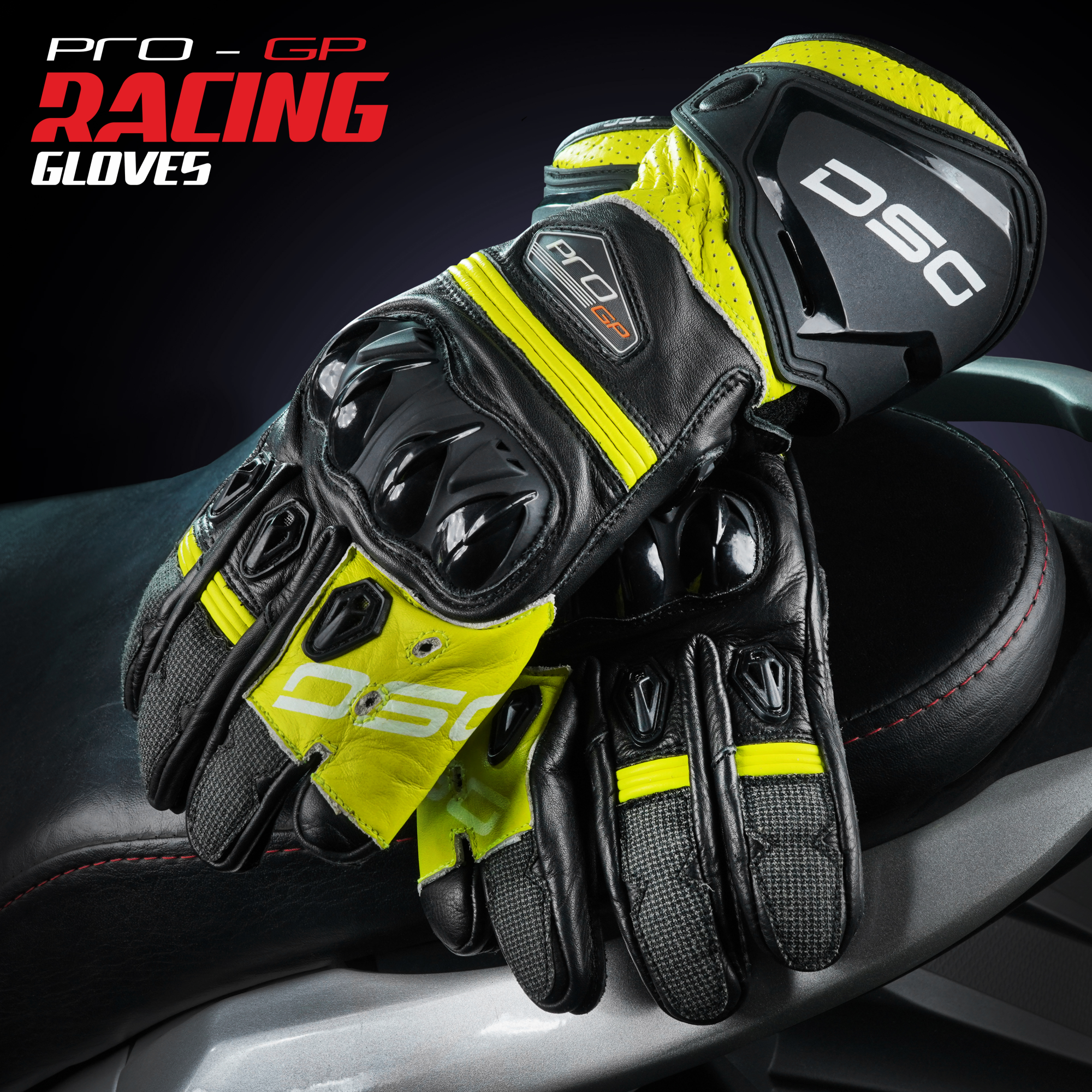 DSG Pro Gp Racing  Gloves Black Yellow Fluo