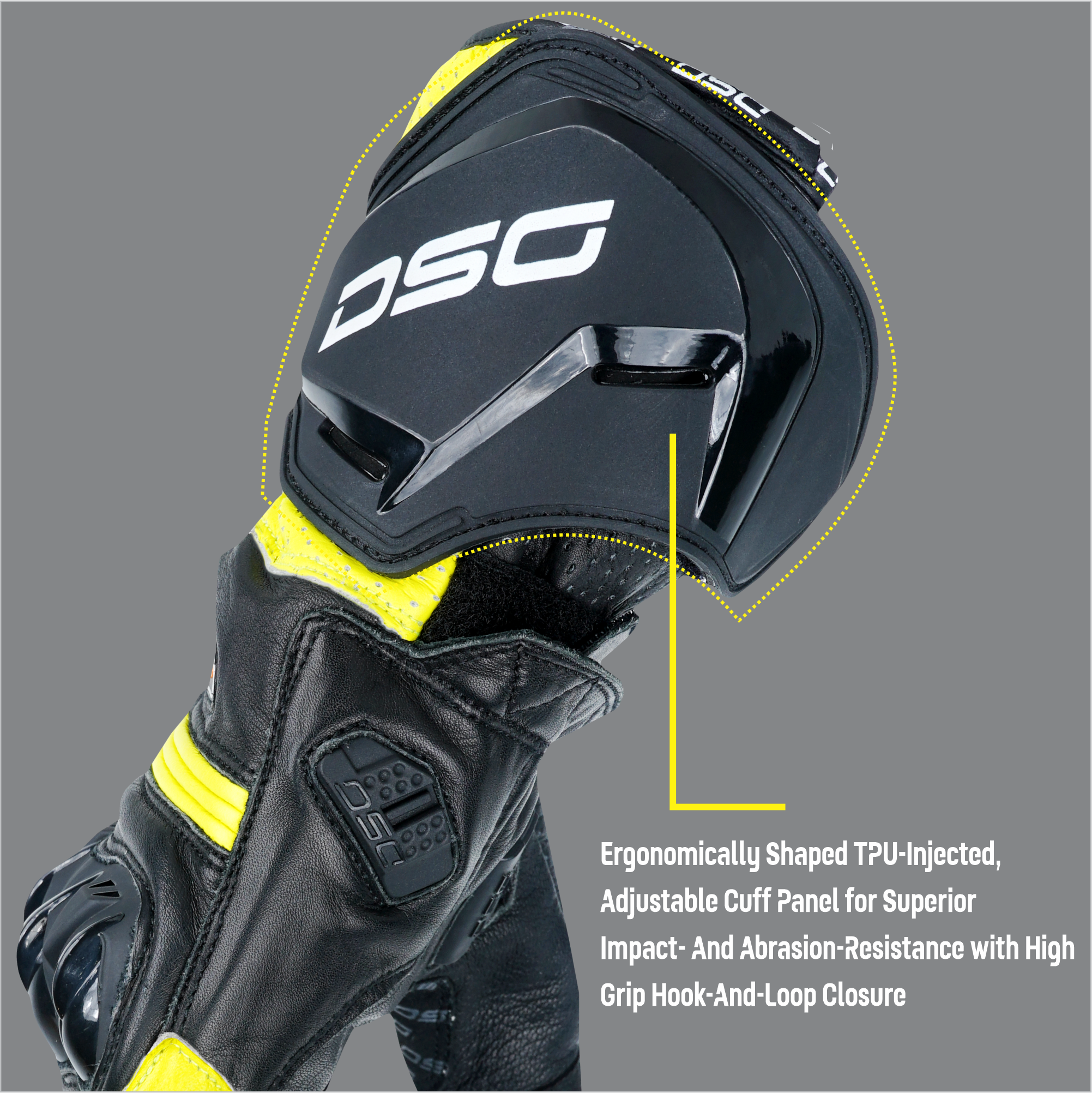 DSG Pro Gp Riding Gloves Black Yellow Fluo