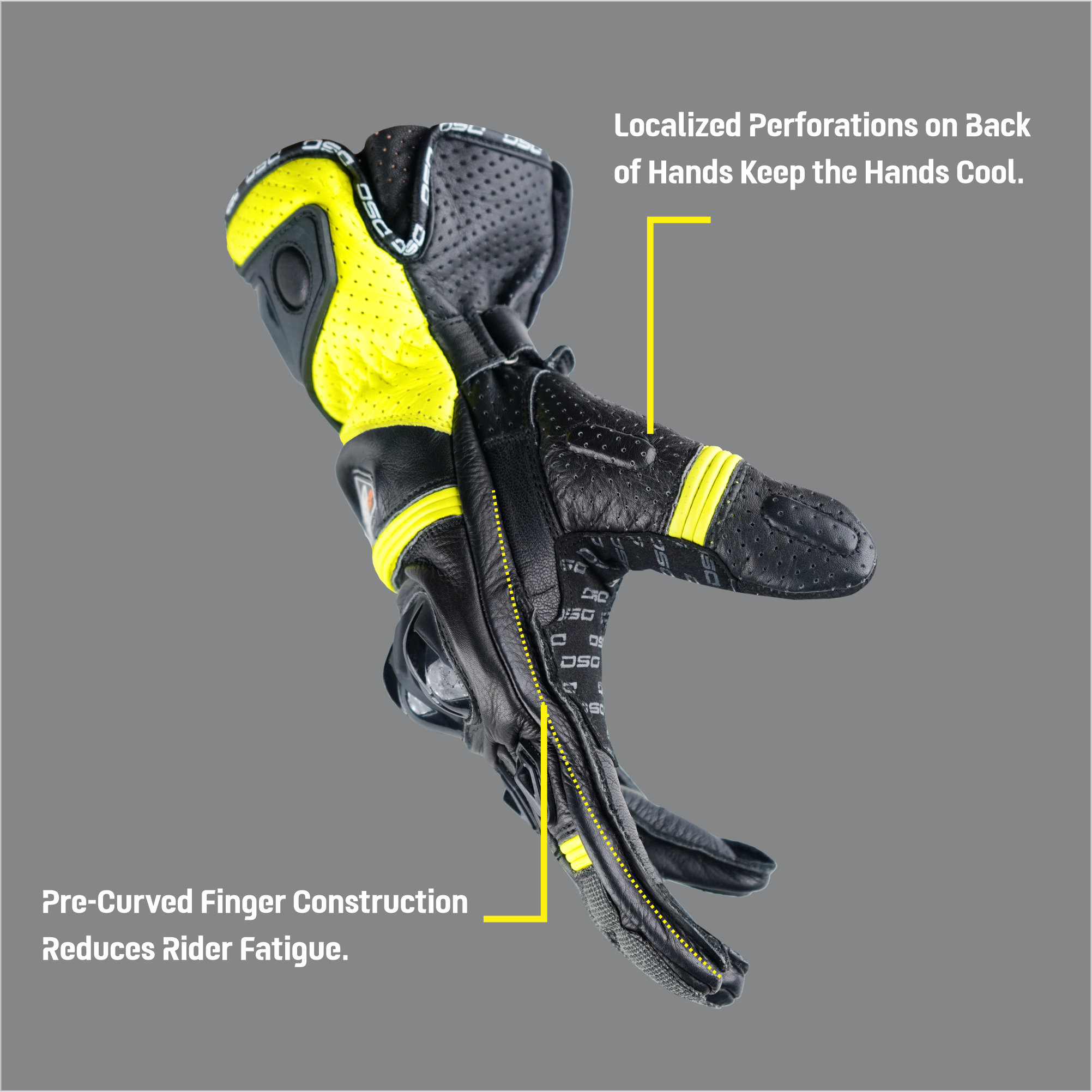 DSG Pro Gp Riding Gloves Black Yellow Fluo