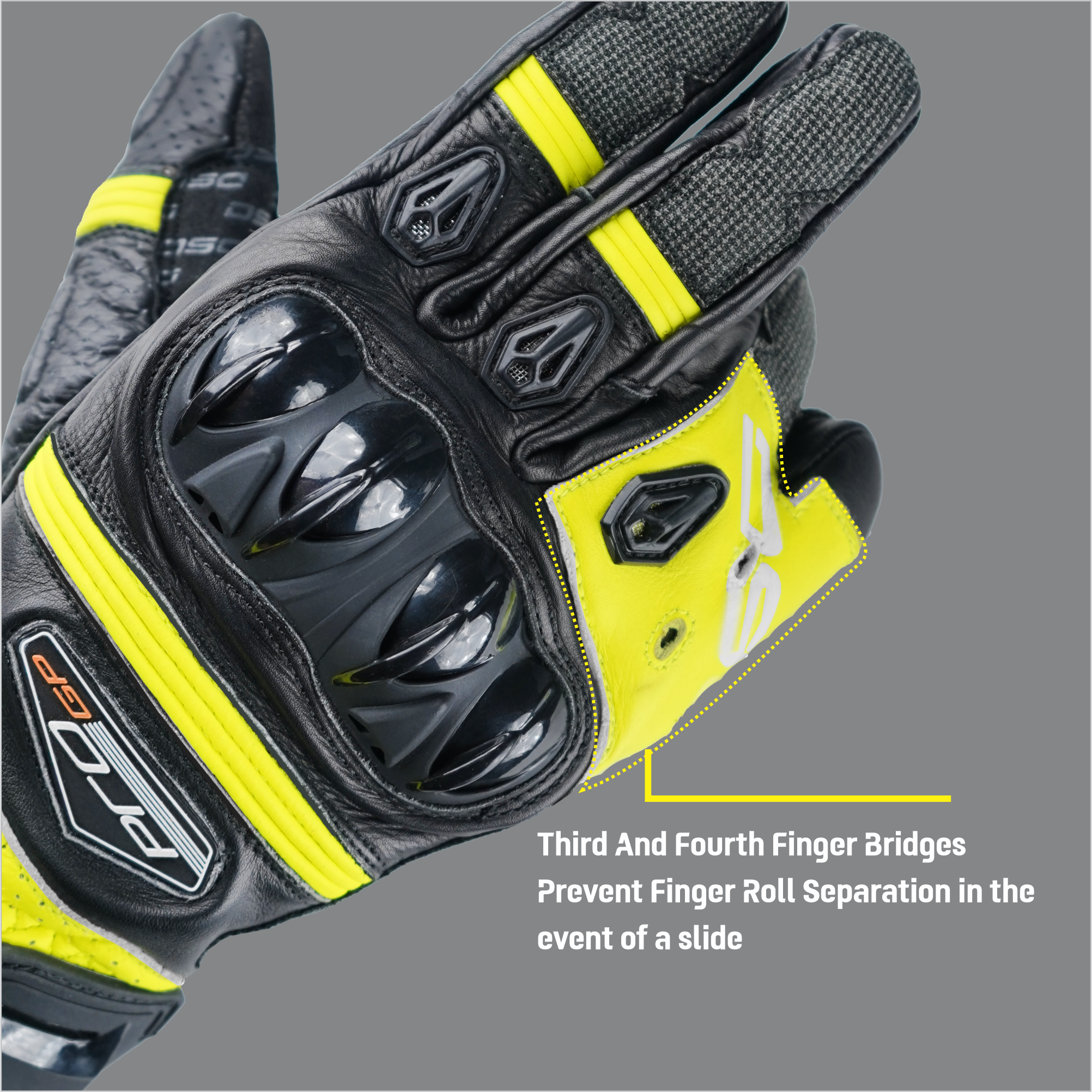 DSG Pro Gp Riding Gloves Black Yellow Fluo