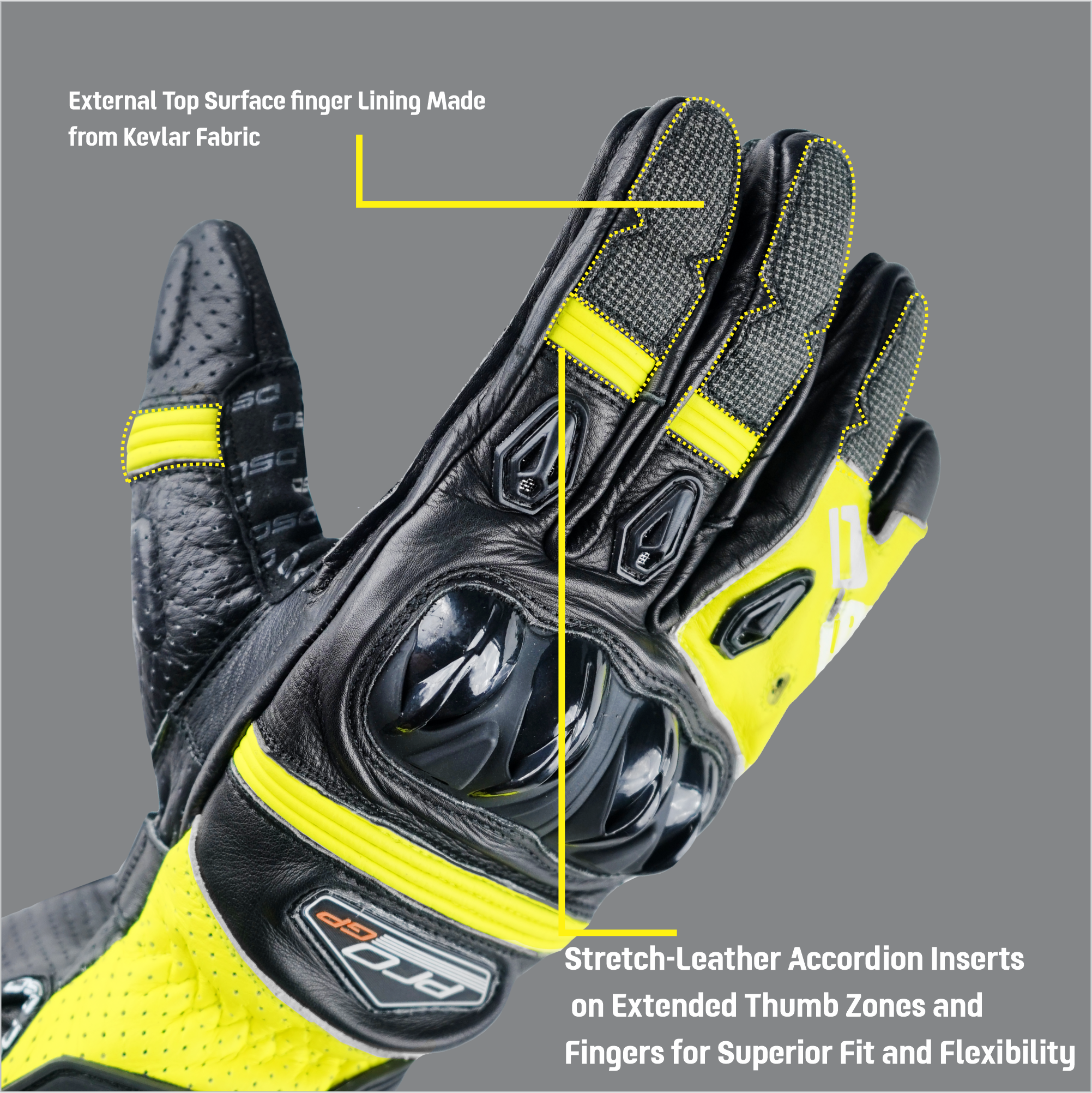 DSG Pro Gp Riding Gloves Black Yellow Fluo