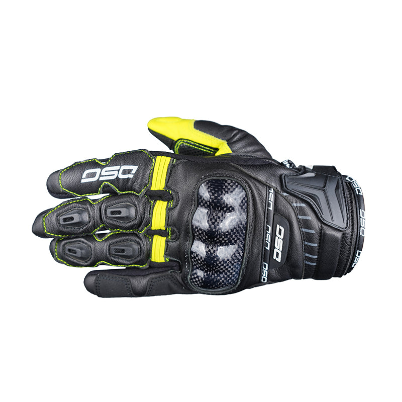 DSG Carbon X Riding Glove Black Yellow Fluo